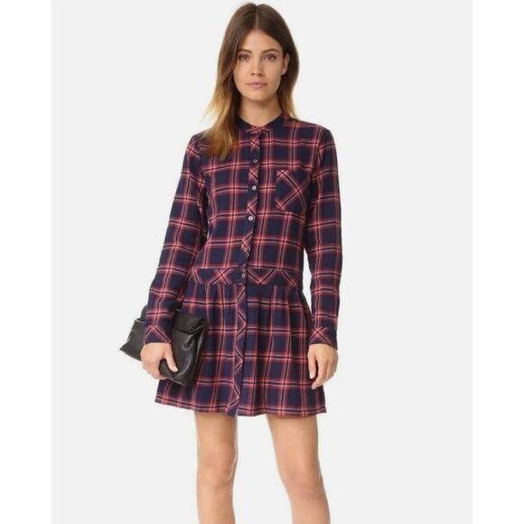 Current Elliott Flannel Dress Women Small Drop Waist Plaid Academia Preppy - Picture 2 of 13